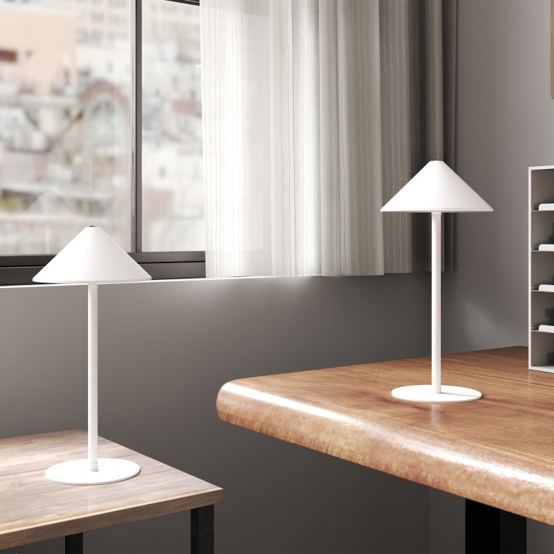 Table Lamp, 3 Light Colors, USB Rechargeable, Metal, White