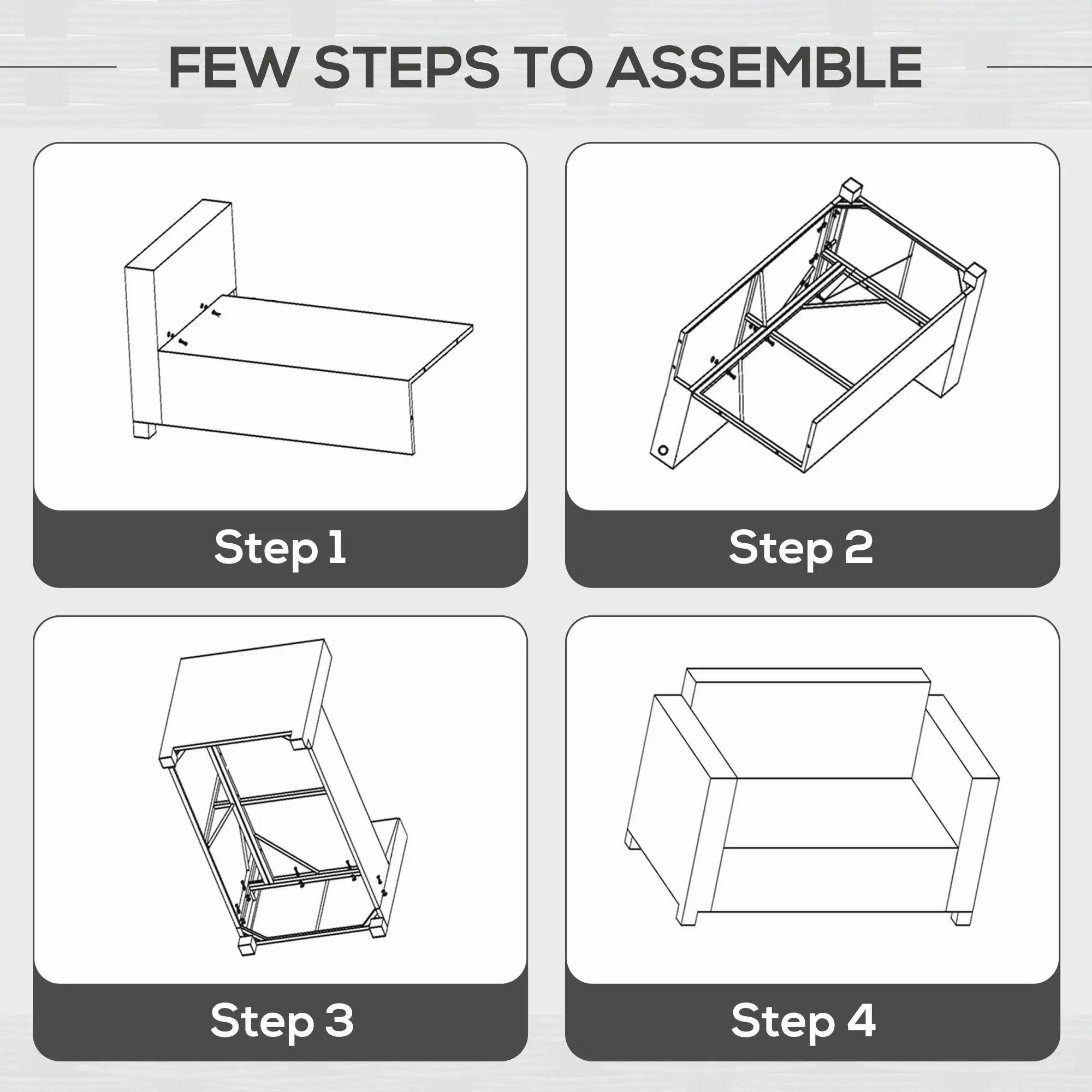 Rattan Sofa 2 Seater Padded Cushion Garden Loveseat Mixed Grey