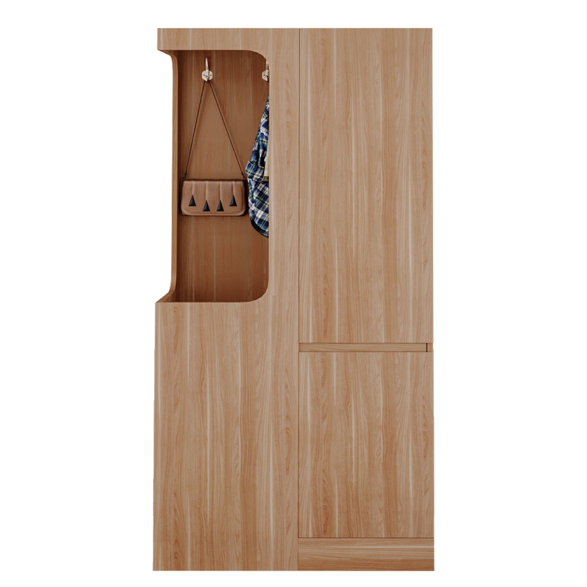 Wardrobe 70x40x170cm Drawers Storage Single Door, Wood Color