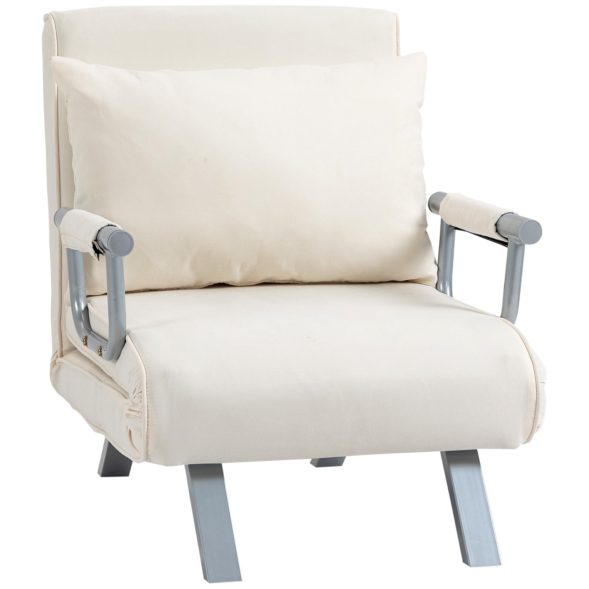 3-in-1 Sofa Bed Sleeper Chair Guest Folding Mattress Chaise Longue 65x69x80cm Polyester Cream