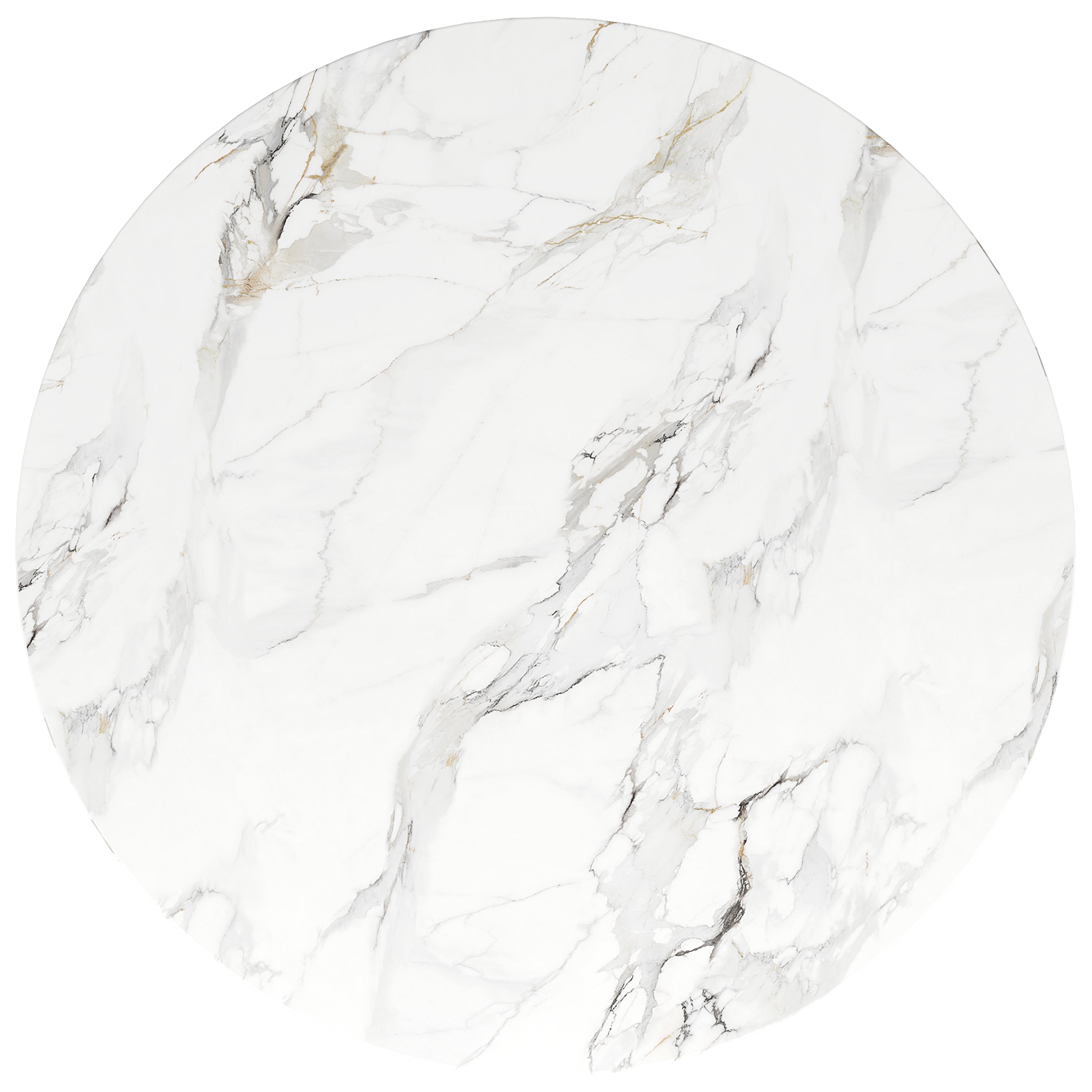 Dining Table Set 5-Piece Round 80cm White Marble Top Gold Legs Grey Velvet