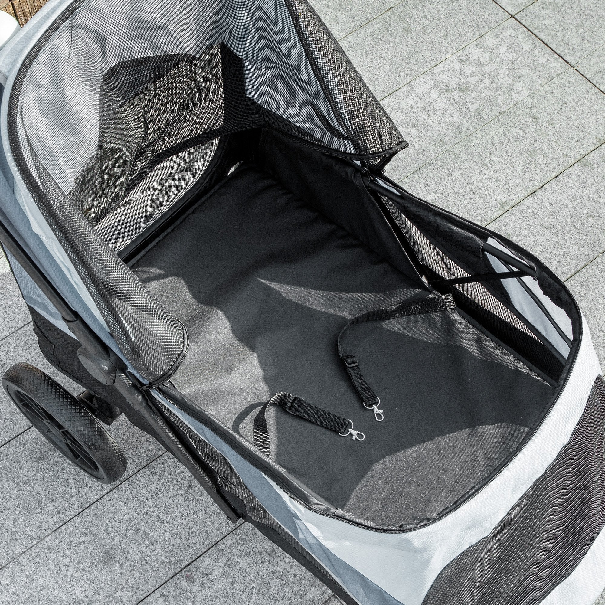 Dog Stroller, Foldable for Large Dogs & Cats, 30 kg, Grey