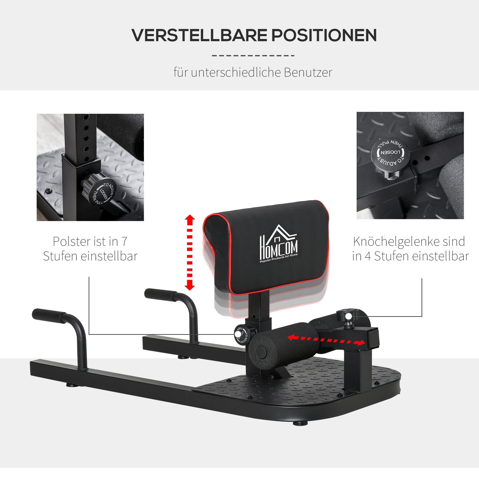 Sissy Squat Trainer, 3-in-1 Adjustable, Steel Black