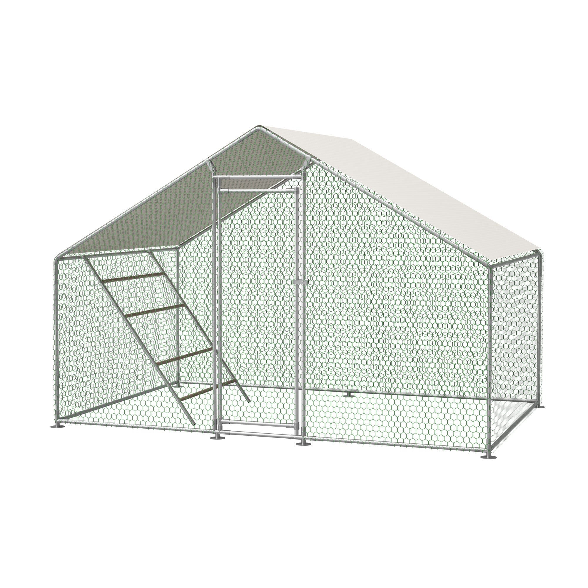 Chicken Coop 3x2m with Ladder, Safety Lock, and Waterproof UV Cover - Reinforced 1mm Tubes