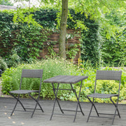 Polyrattan Bistro-Set, Gartenmöbel für 2 Personen, Grau