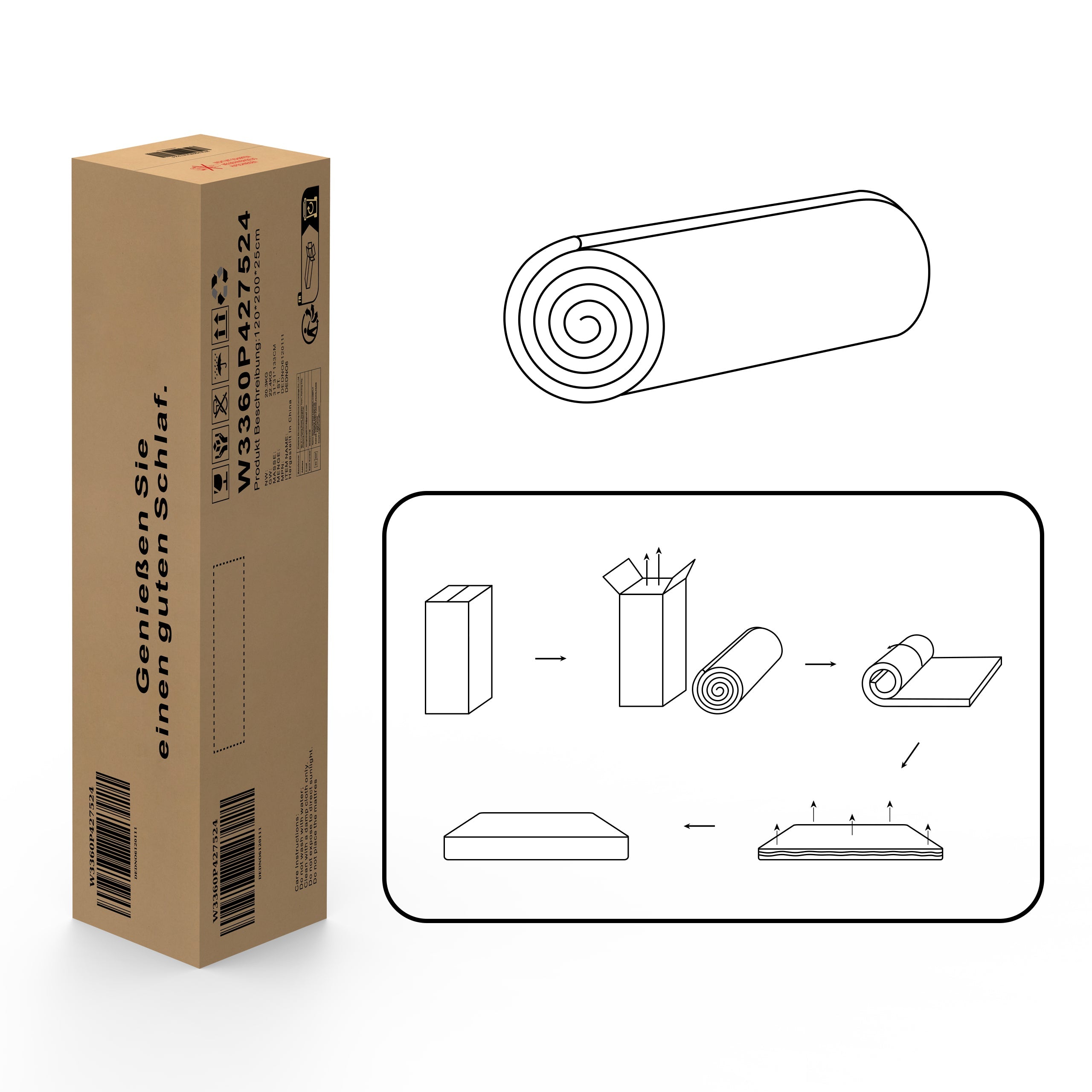 7-Zone Pocket Spring Mattress, 120x200 H3 Ergonomic with Comfort Foam, White