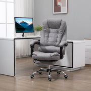 Executive Office Chair, Heated 6-Point Vibration Massage Swivel Recliner with Footrest, Grey