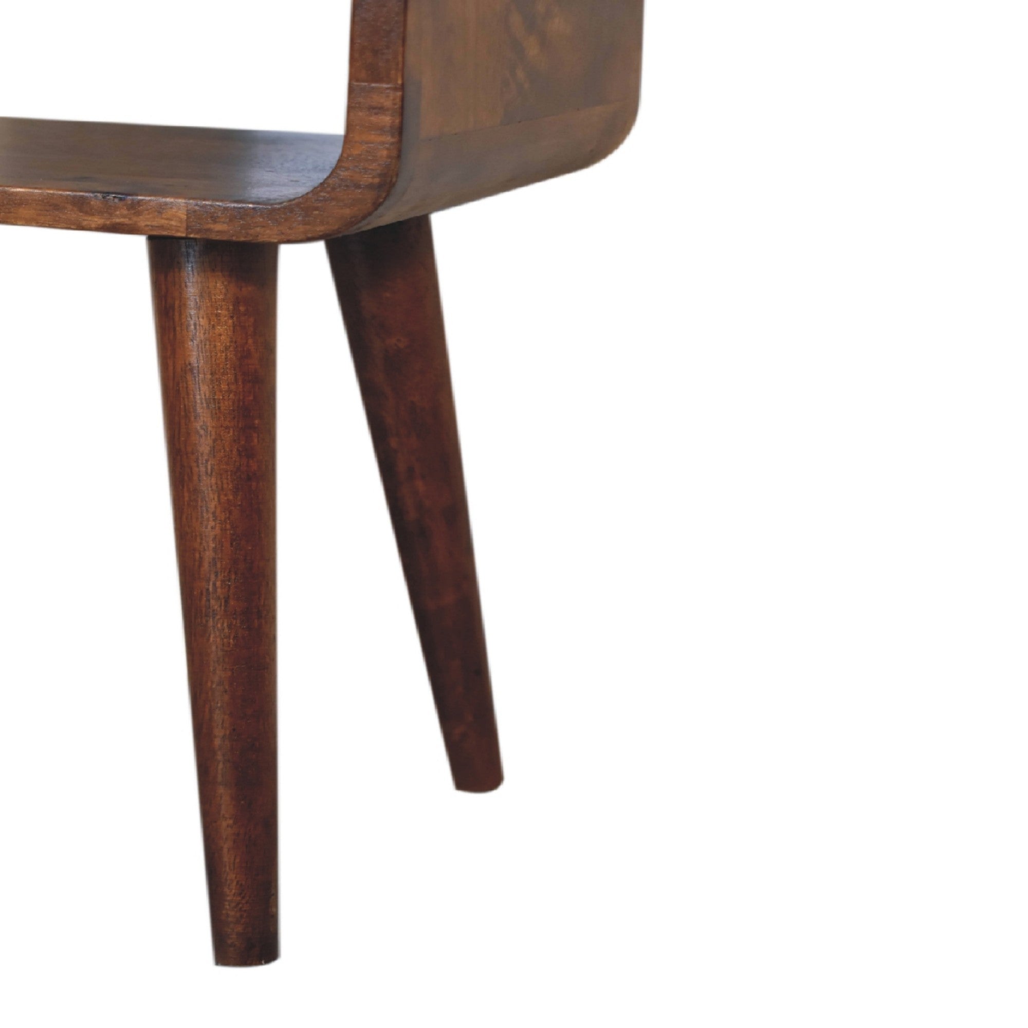 Solid Wood Mini Curved Chestnut Open Shelf Dark Brown
