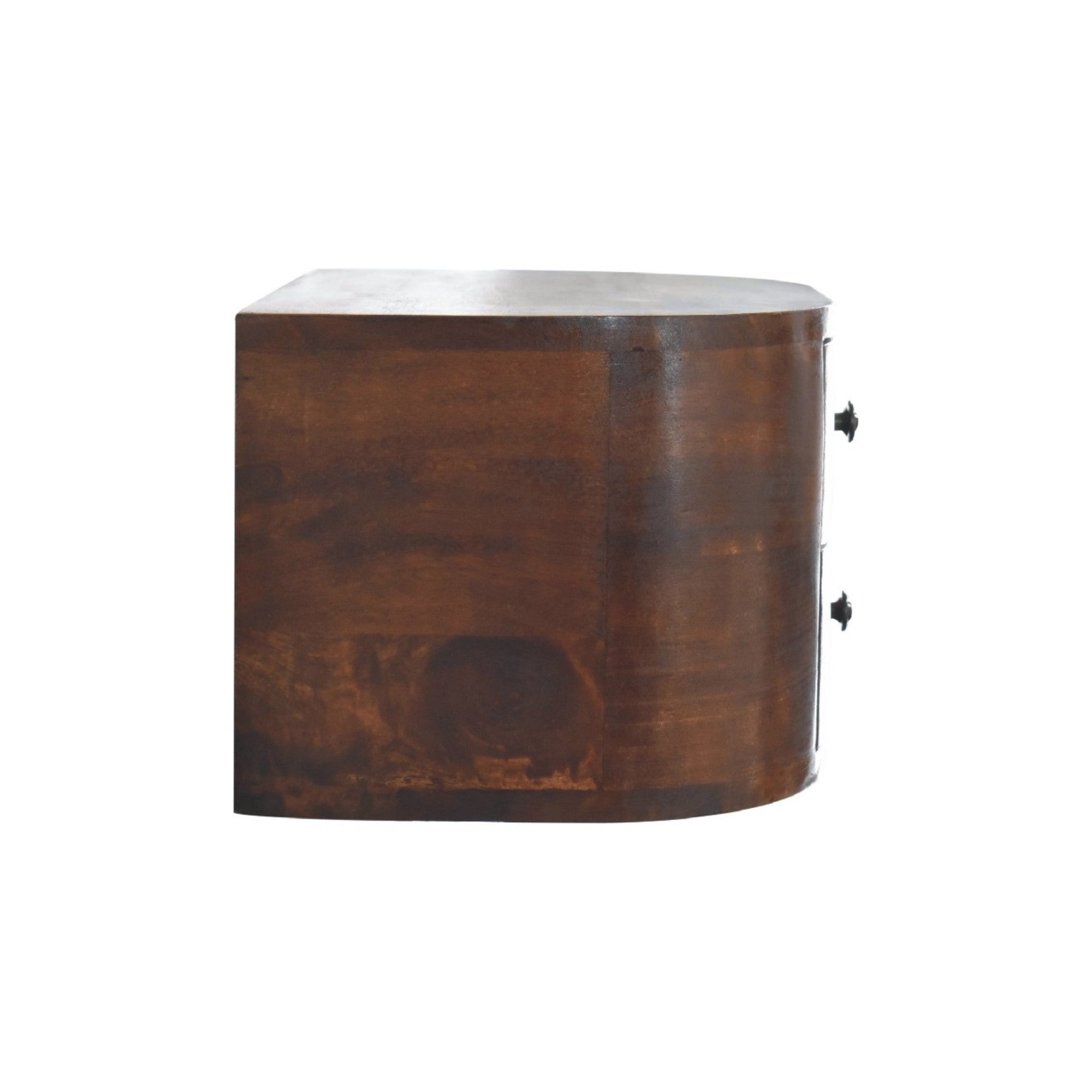 Solid Wood Lunar Floating Bedside, 2 Drawers, Dark Brown