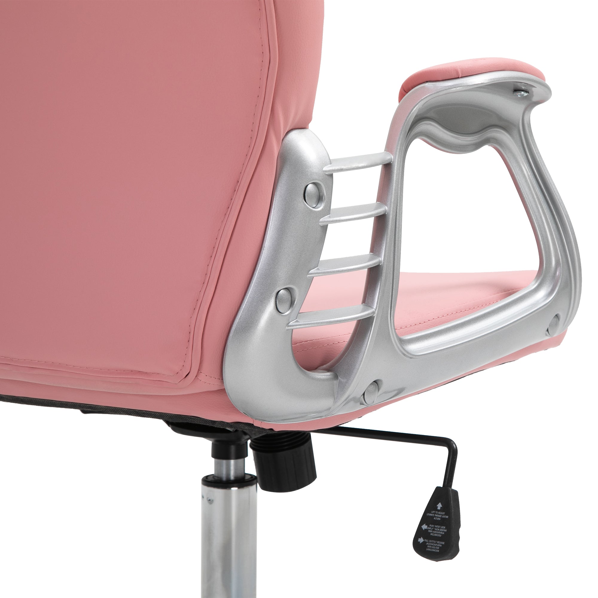 Executive Office Chair Ergonomically Padded Backrest Pink PU