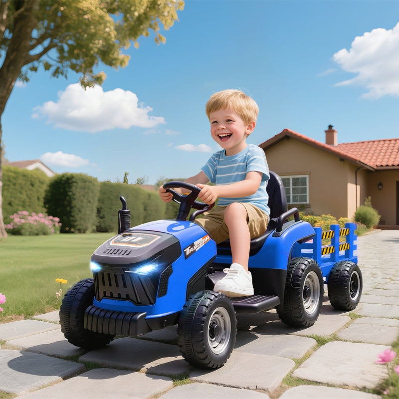 Electric Children's Tractor with Remote Control and Soft Start, Blue