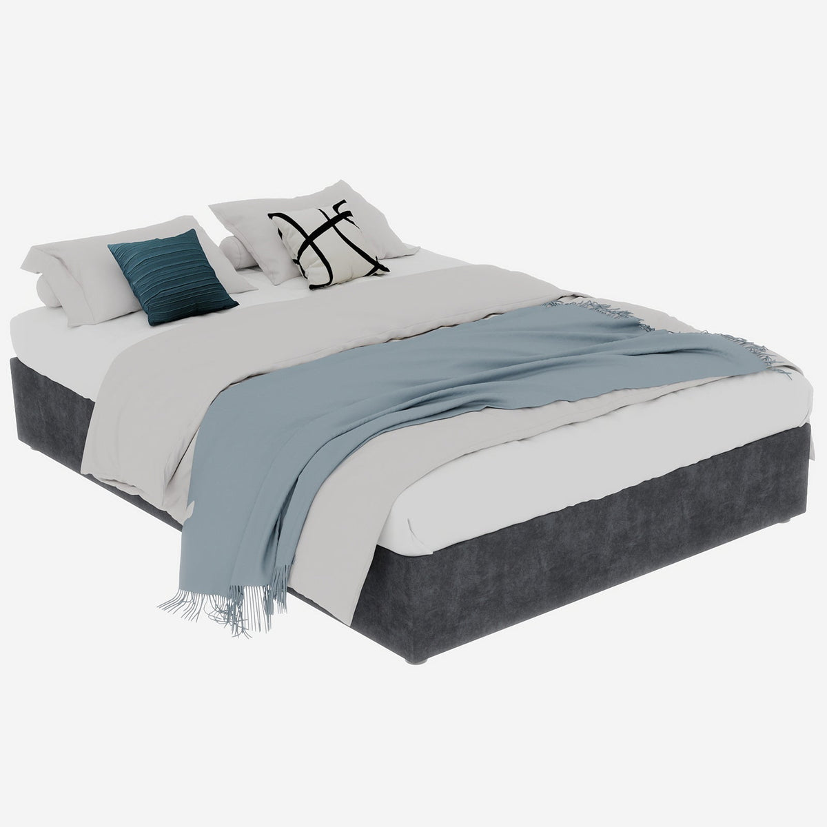 Bed Frame 160x200cm Minimalist Gas Lift Rods, Dutch Velvet Gray