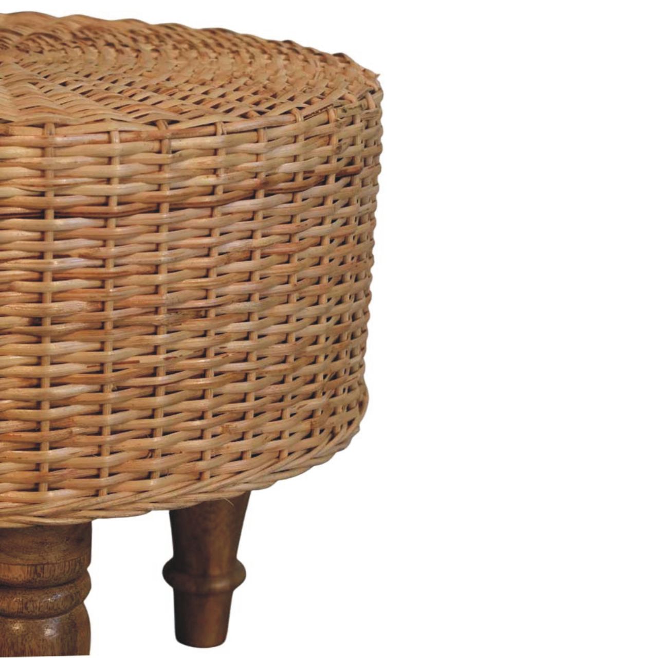 Regency Round Woven Stool, Solid Mango Wood
