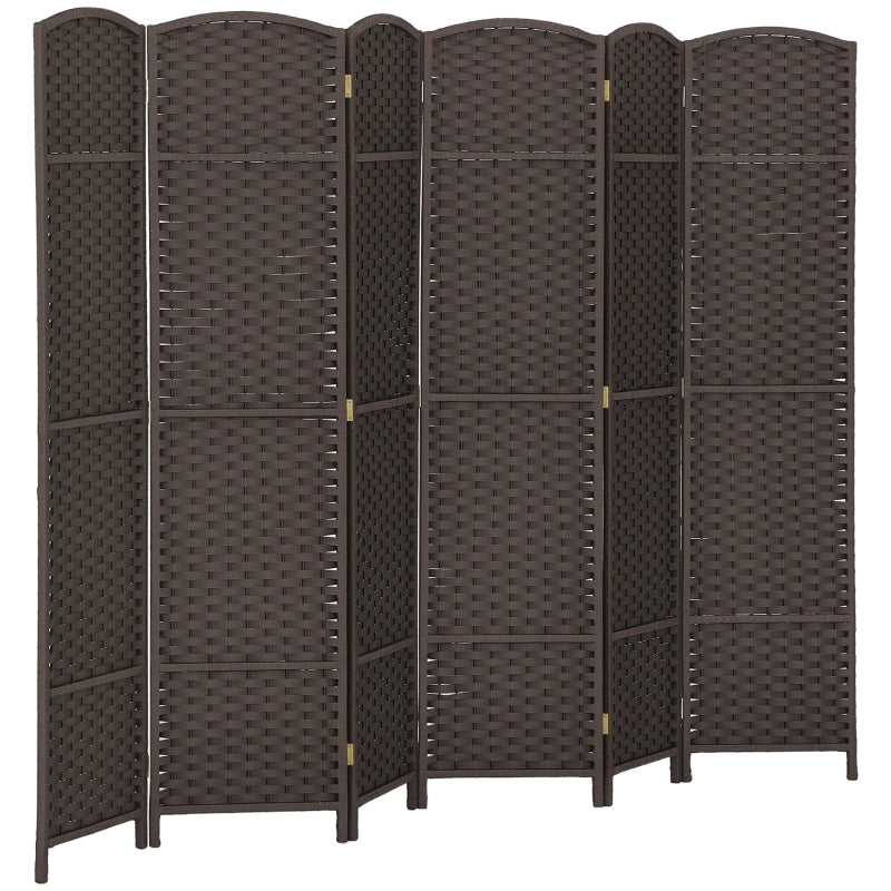 6-teiliger Raumteiler, faltbarer Paravent, Home Office, Braun