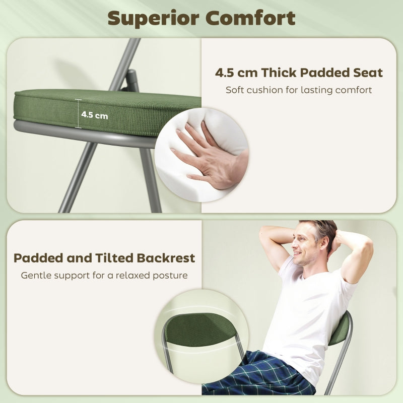 Folding Chairs Set of Four Corduroy Green