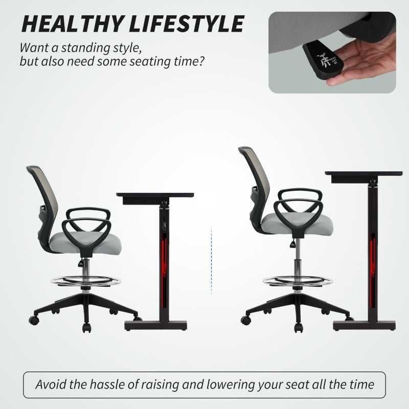 Draughtsman Office Chair with Footrest, Light Grey
