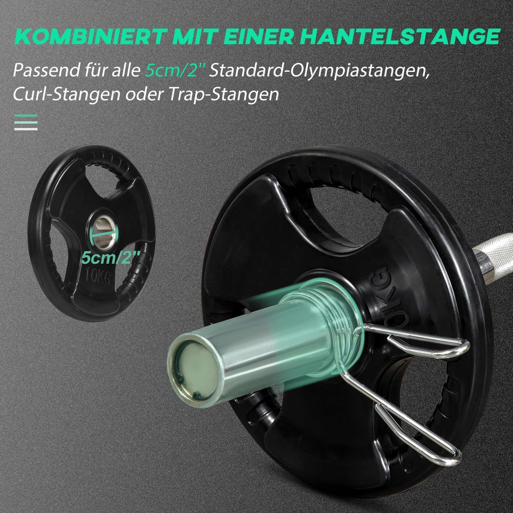 Weight Plates Tri-Grip 2x10KG Olympic, Rubberized