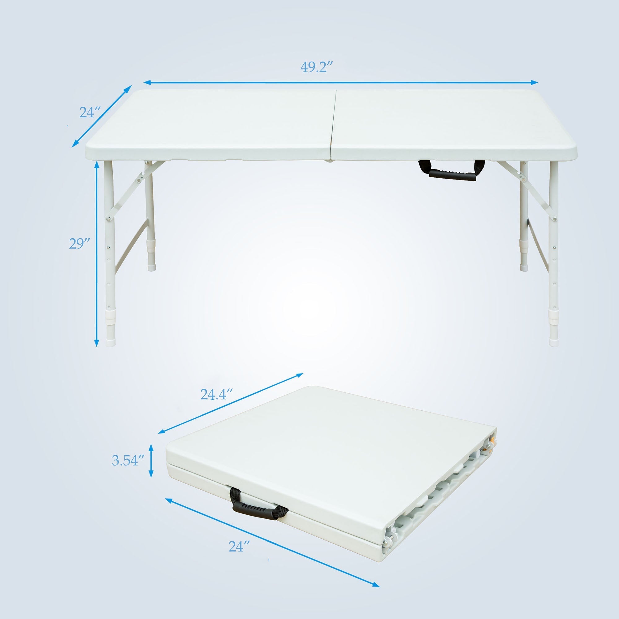 Klapptisch 125cm – Höhenverstellbar, Kompakt, Weiß