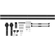 Sliding Door Hardware Set 244cm Rails Rollers Anti-Jump Devices Carbon Steel Black
