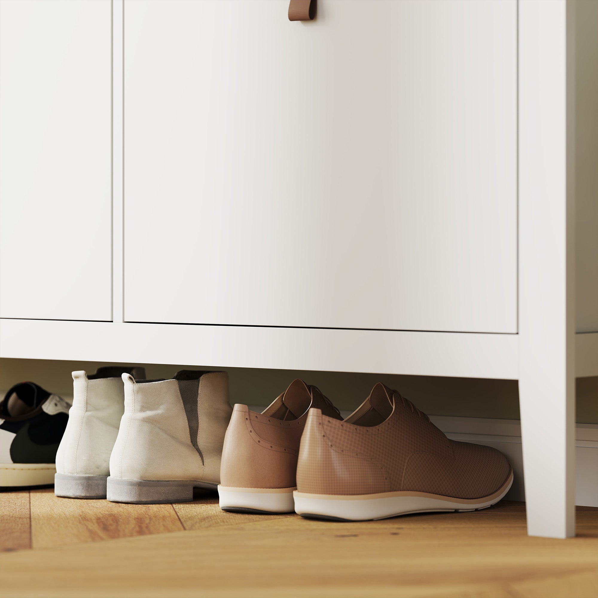 Modern Four-Drawer Shoe Cabinet with 20-Pair Capacity - White