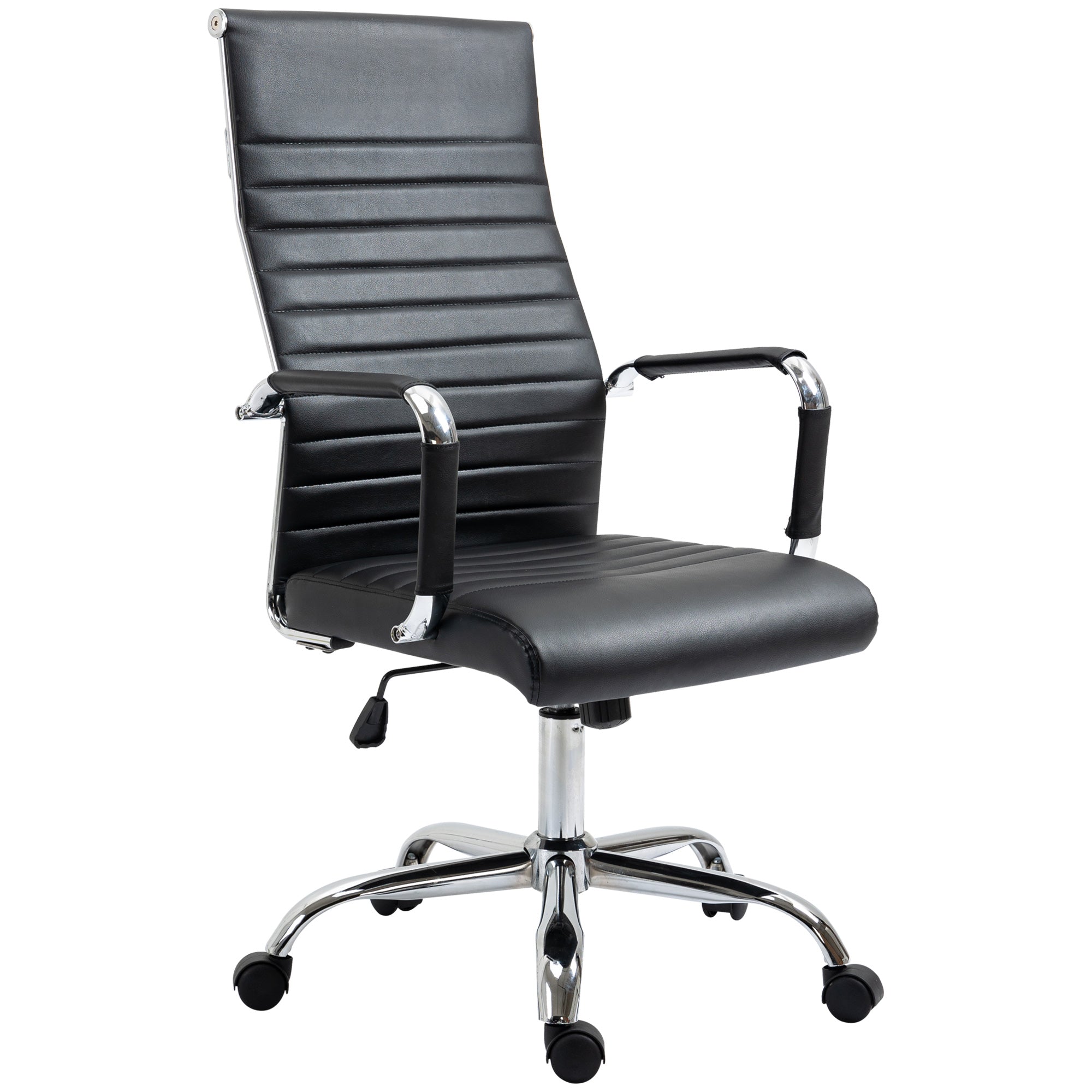 Executive Office Chair Ergonomic Rocking Height Adjustable Faux Leather/Foam, Black