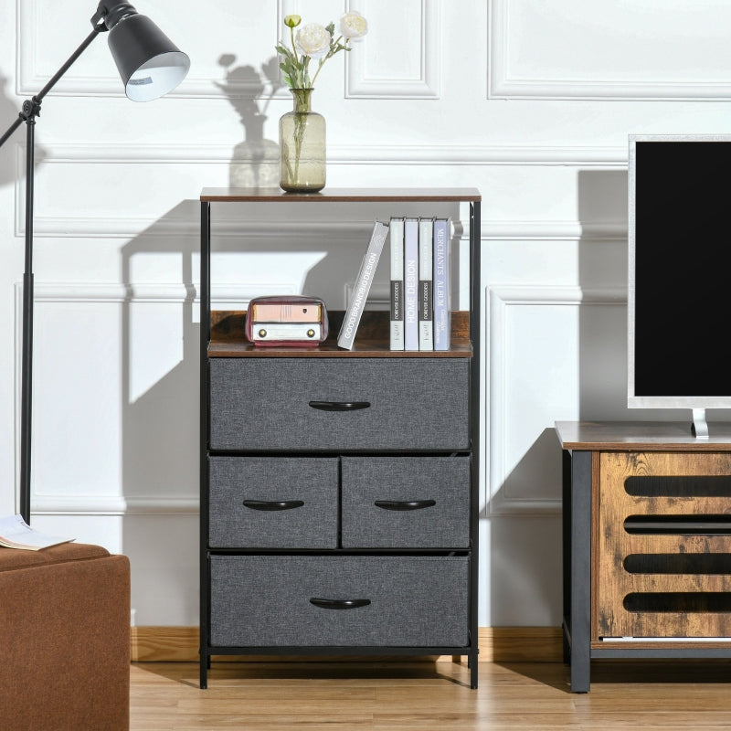 Chest of Drawers, 4-Drawer Linen Storage Cabinet, Black