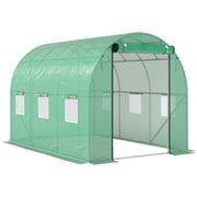 Greenhouse 3x2x2m Polytunnel with 6 Windows, Roll-Up Door, UV-Resistant, Green