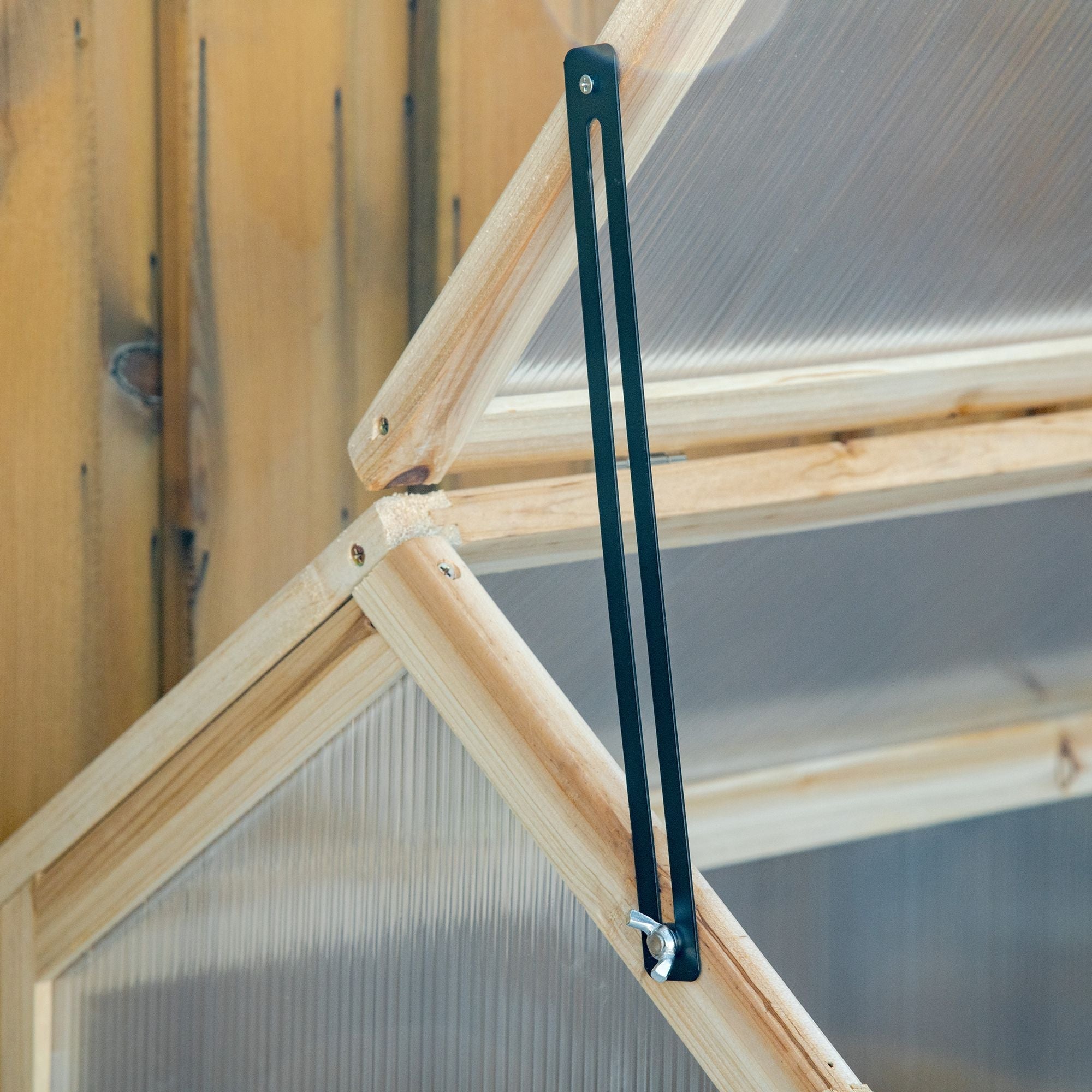 Wooden Cold Frame Mini Greenhouse 90x52x49.5cm Winterproof Raised Bed, Natural Wood
