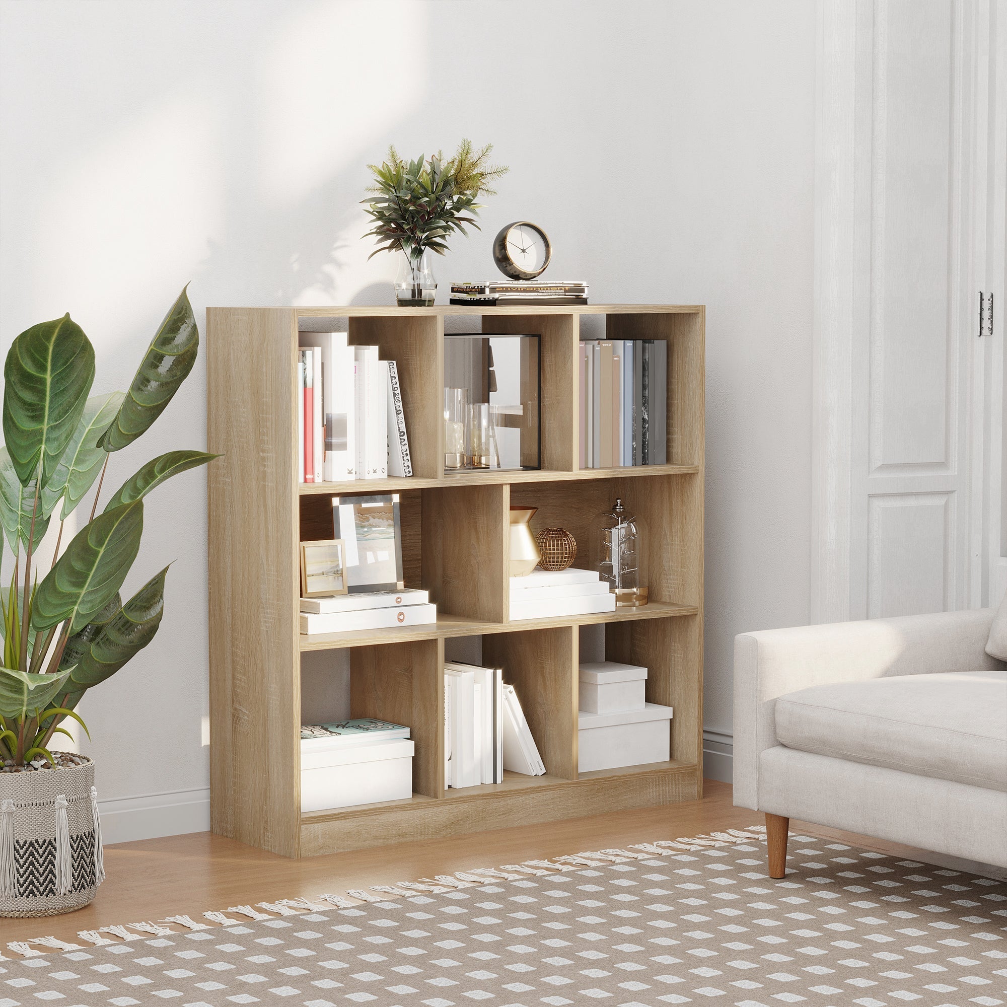Bookcase 3-Tier Storage Shelf Natural