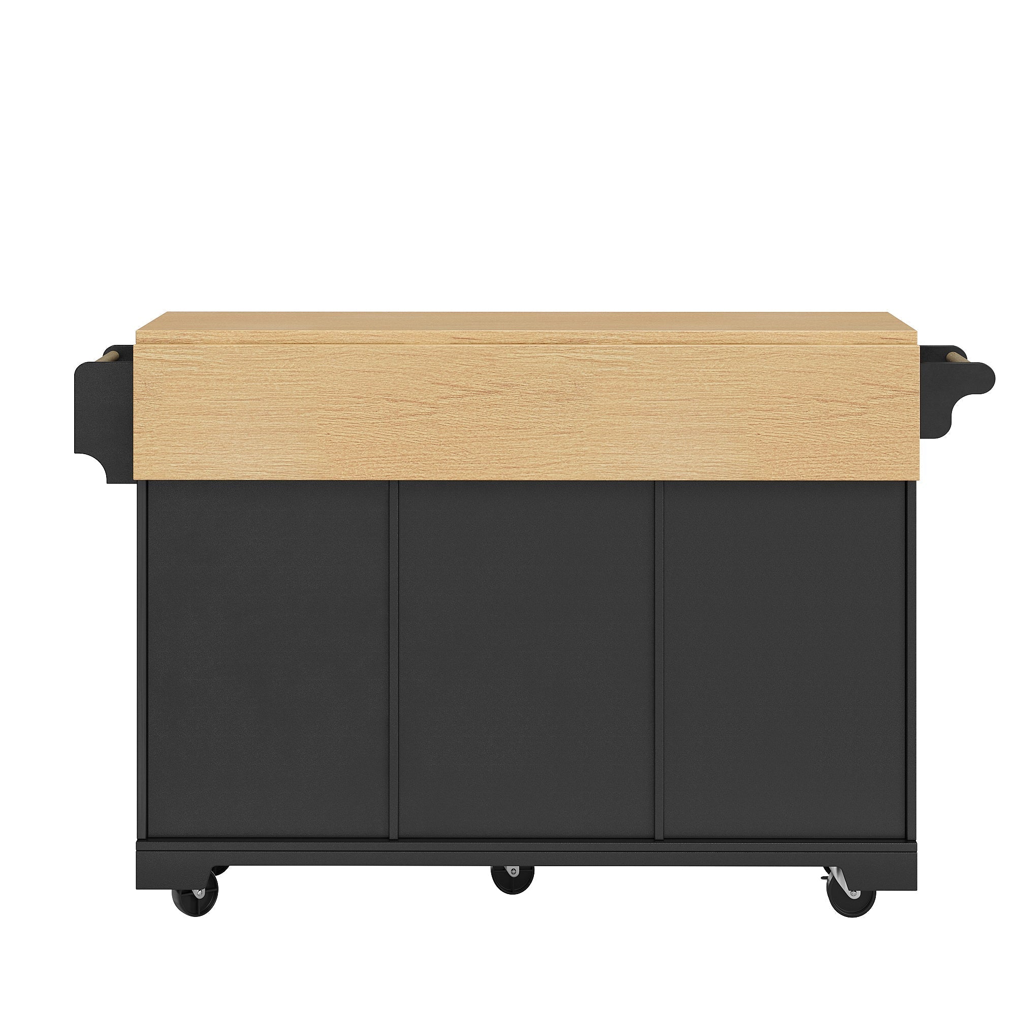 Kitchen Island Sideboard 120cm Extendable Trolley Towel Rail Spice Rack 2 Doors 3 Drawers Black/White