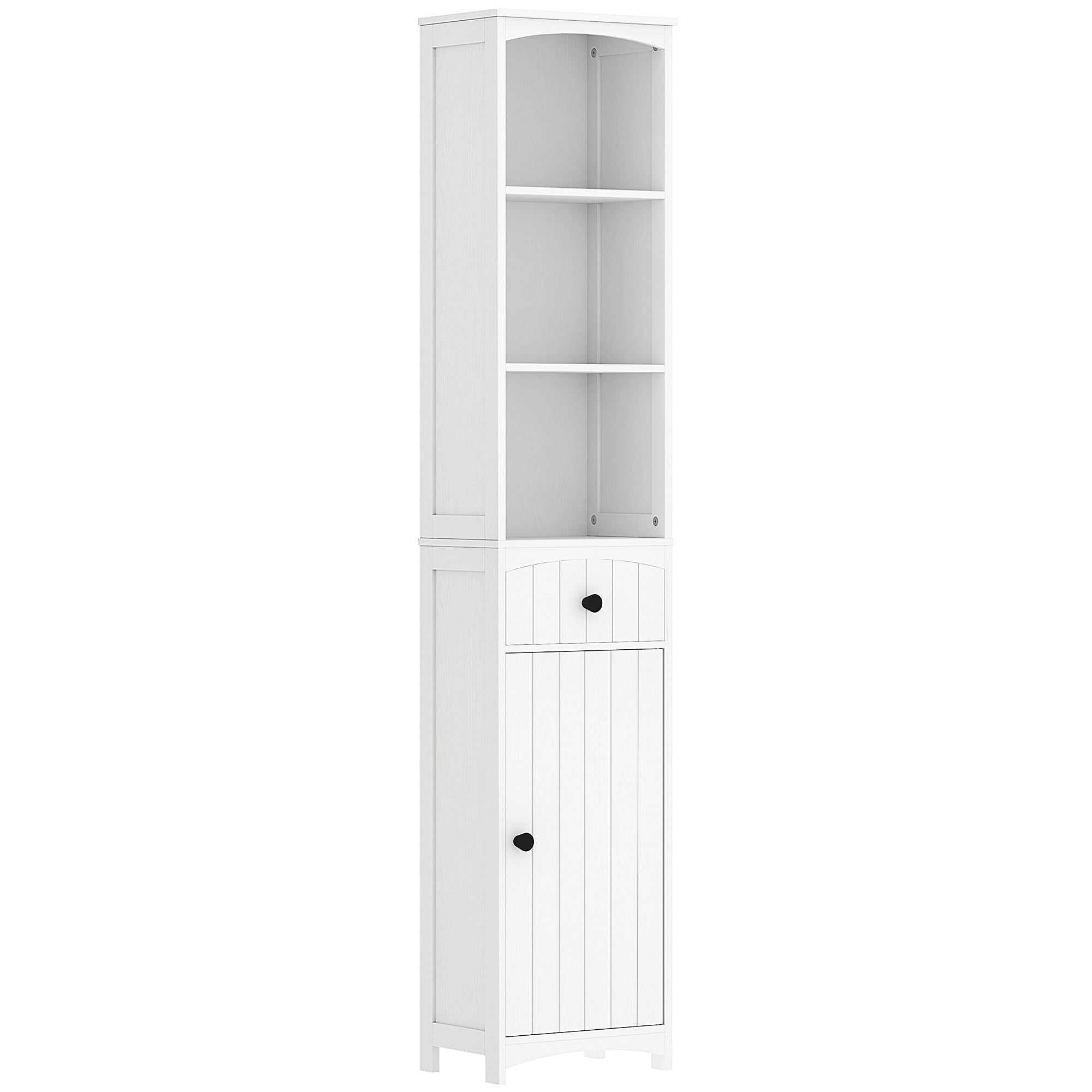 Badezimmerschrank, hoch mit 3 Ablagen, 1 Schublade, weiß