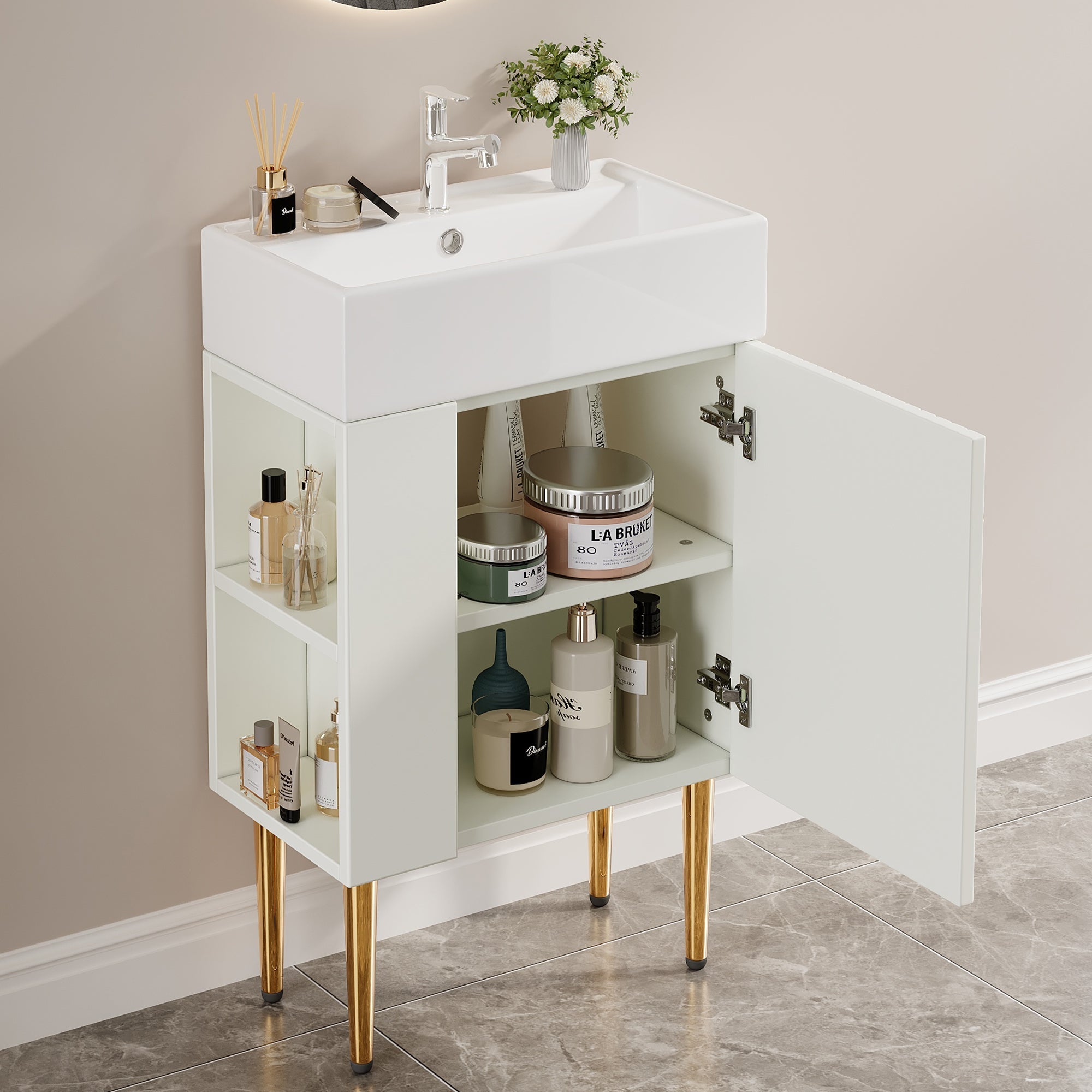 Bathroom Furniture Washbasin 55cm, Guest Bathroom Vanity Unit, White