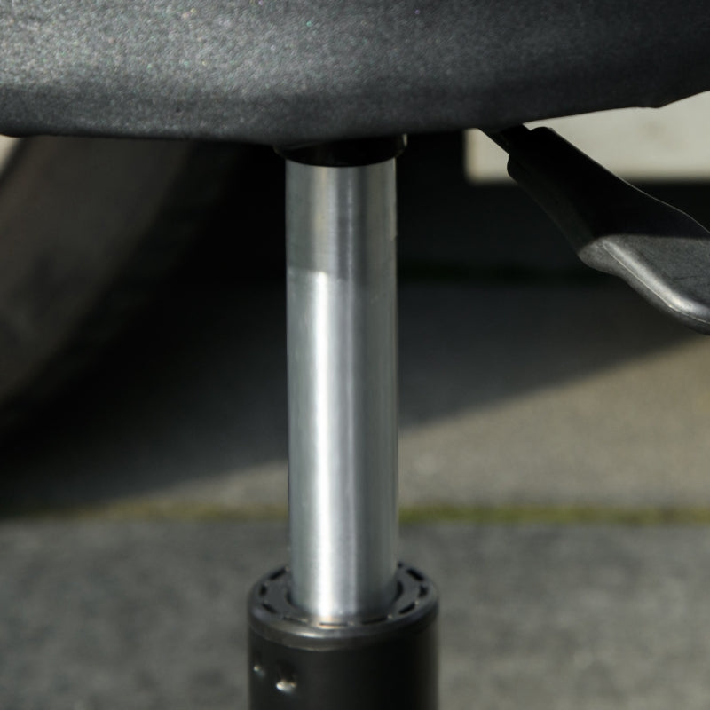 Workshop Stool, Pneumatic Adjustable with Tool Tray and Wheels, Black