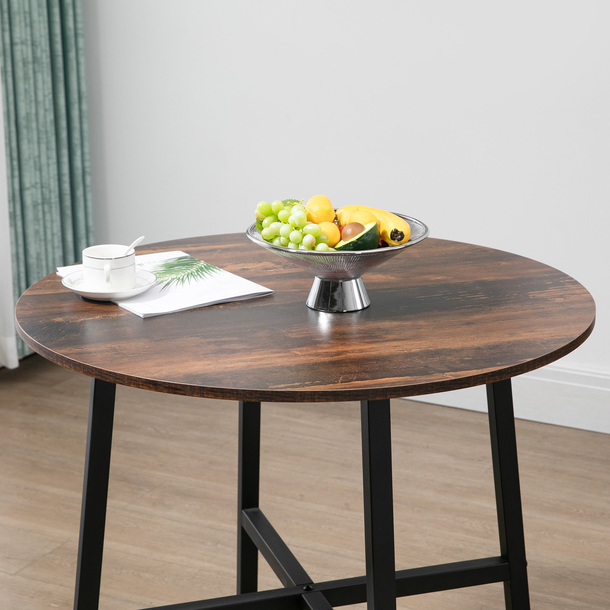 Dining Table for 4 People, 80 x 80 x 76 cm, Steel Brown
