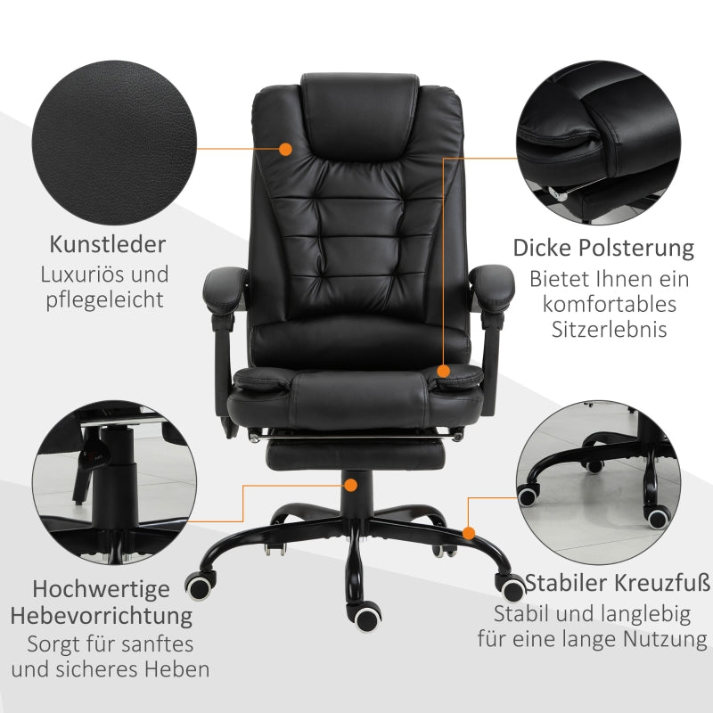 Desk Chair 7-Point Massage Swivel Height-Adjustable Footrest