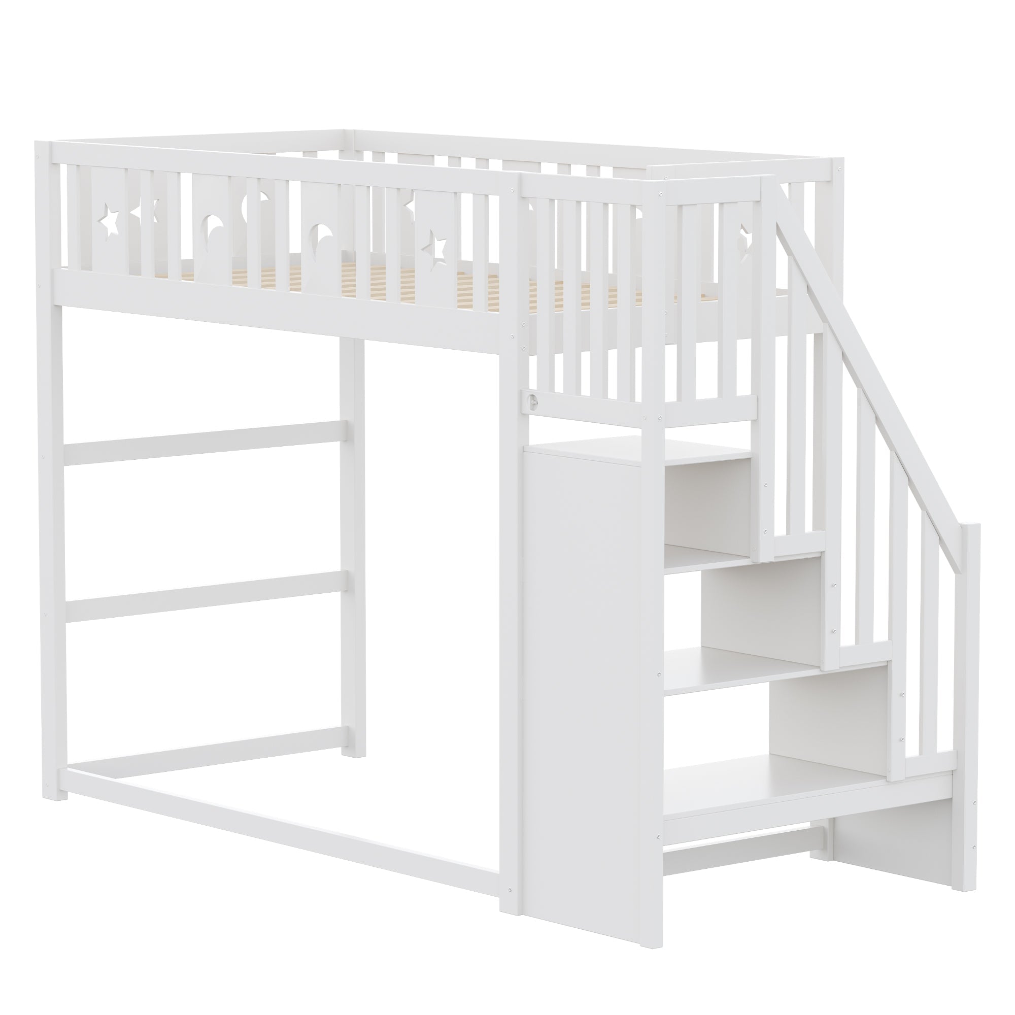 Bunk Bed, 90x200 with Stairs, Loft, Solid Wood, White