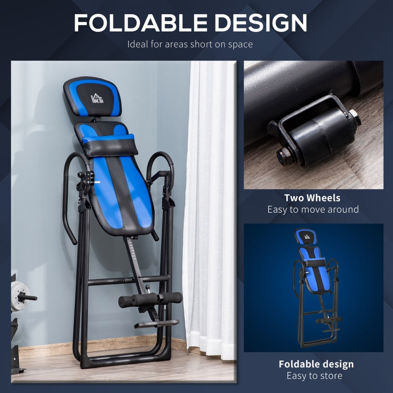 Foldable Gravity Inversion Table, Back Therapy Fitness Bench, Soft Ankle Cushions, for Home