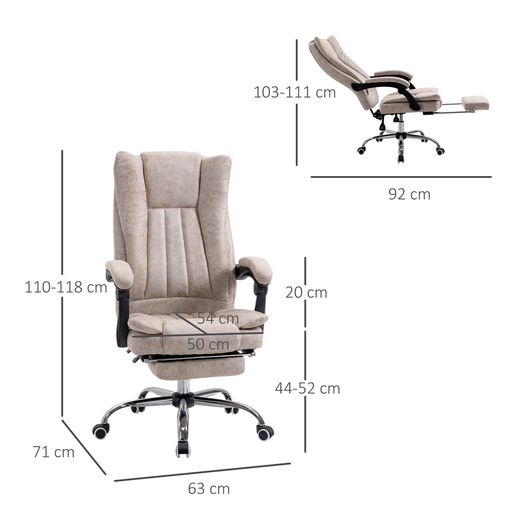 Vinsetto Office Chair Swivel Reclining Footrest Height Adjustable Microfiber