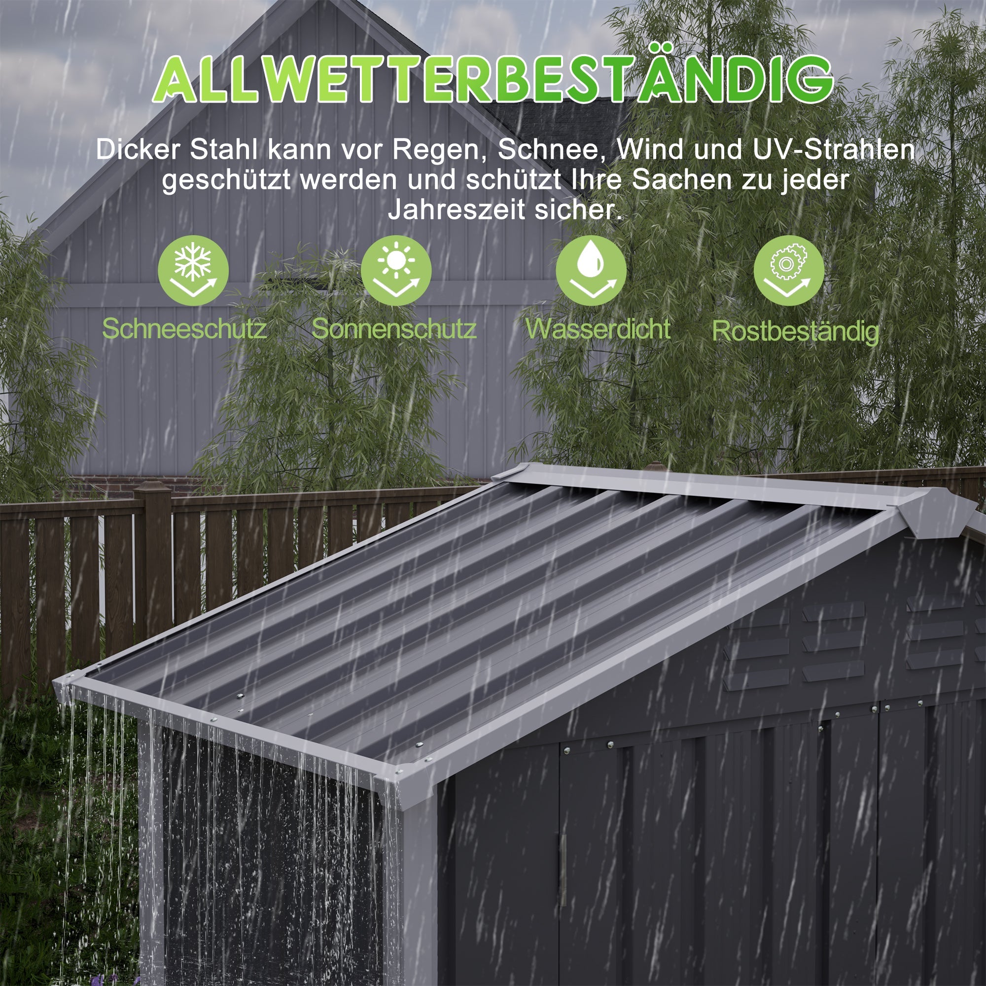 154x83x180cm Metal Garden Shed, Ventilated & Lockable, Grey