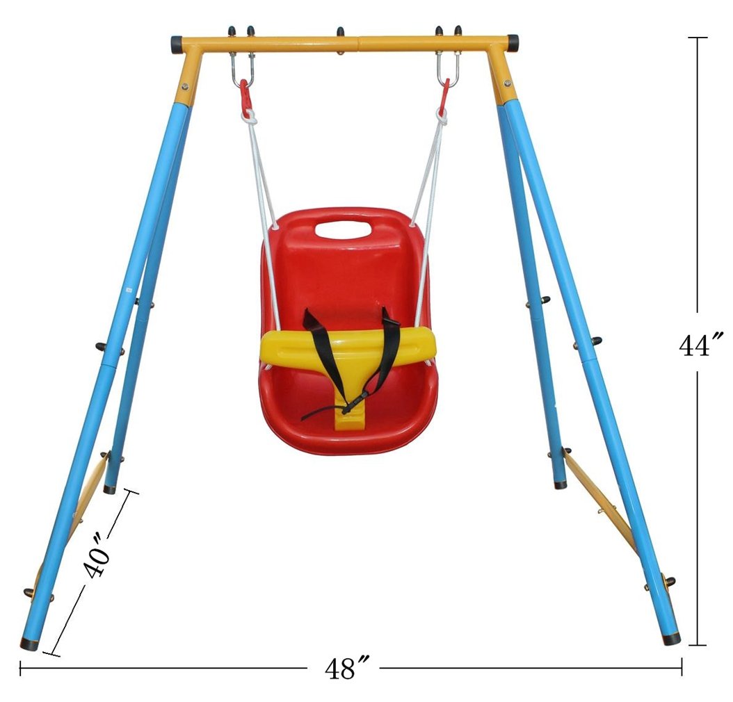 Toddler Swing with Foldable Metal Stand, 3-in-1 Baby Swing Set with Sandbags, for ages 1-10 years