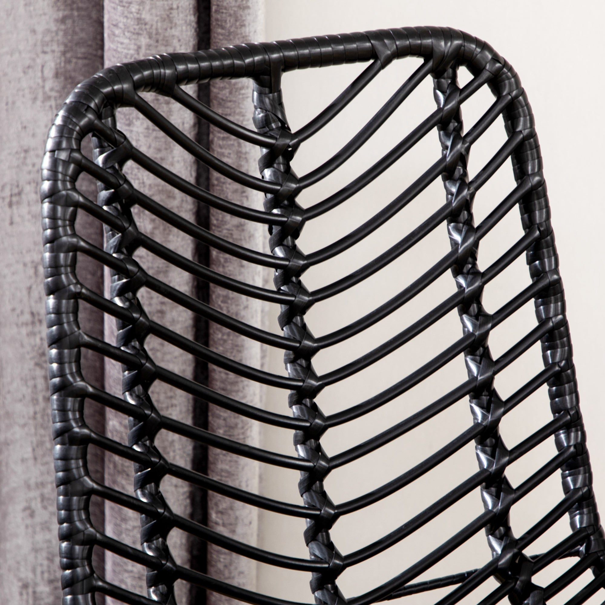 Bar Stools, Set of 2, Footrest, Bistro, Steel Black