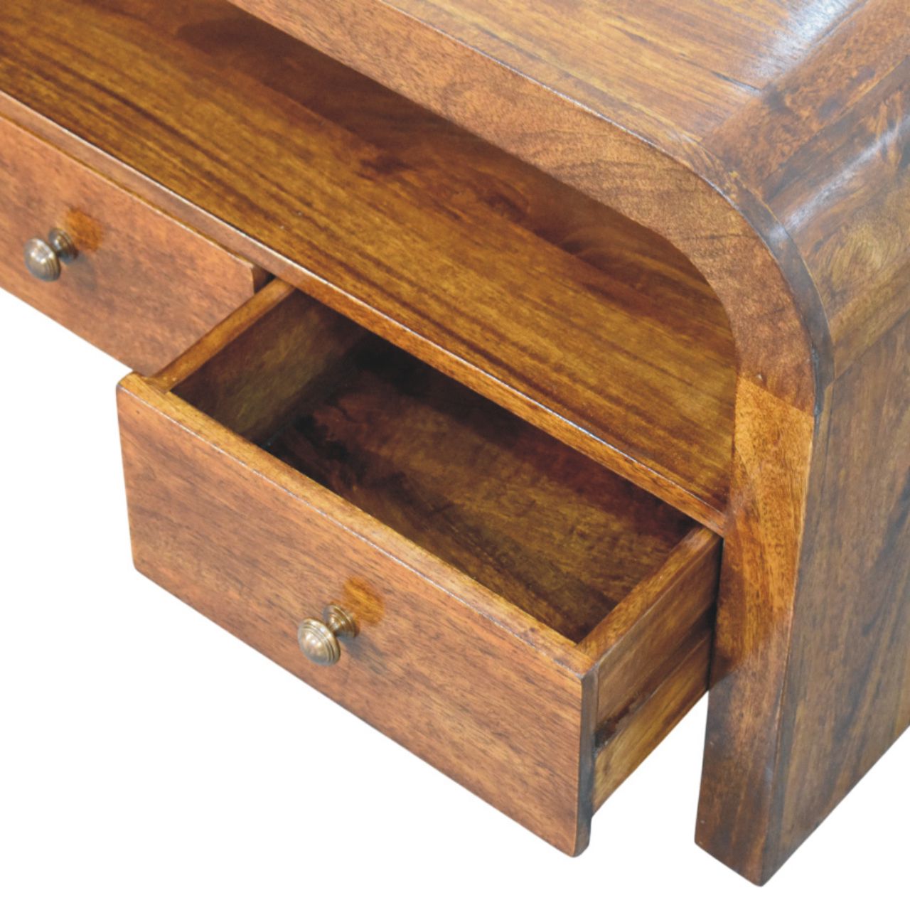 Darcy 3 Drawer Open Shelf Media Unit, Chestnut