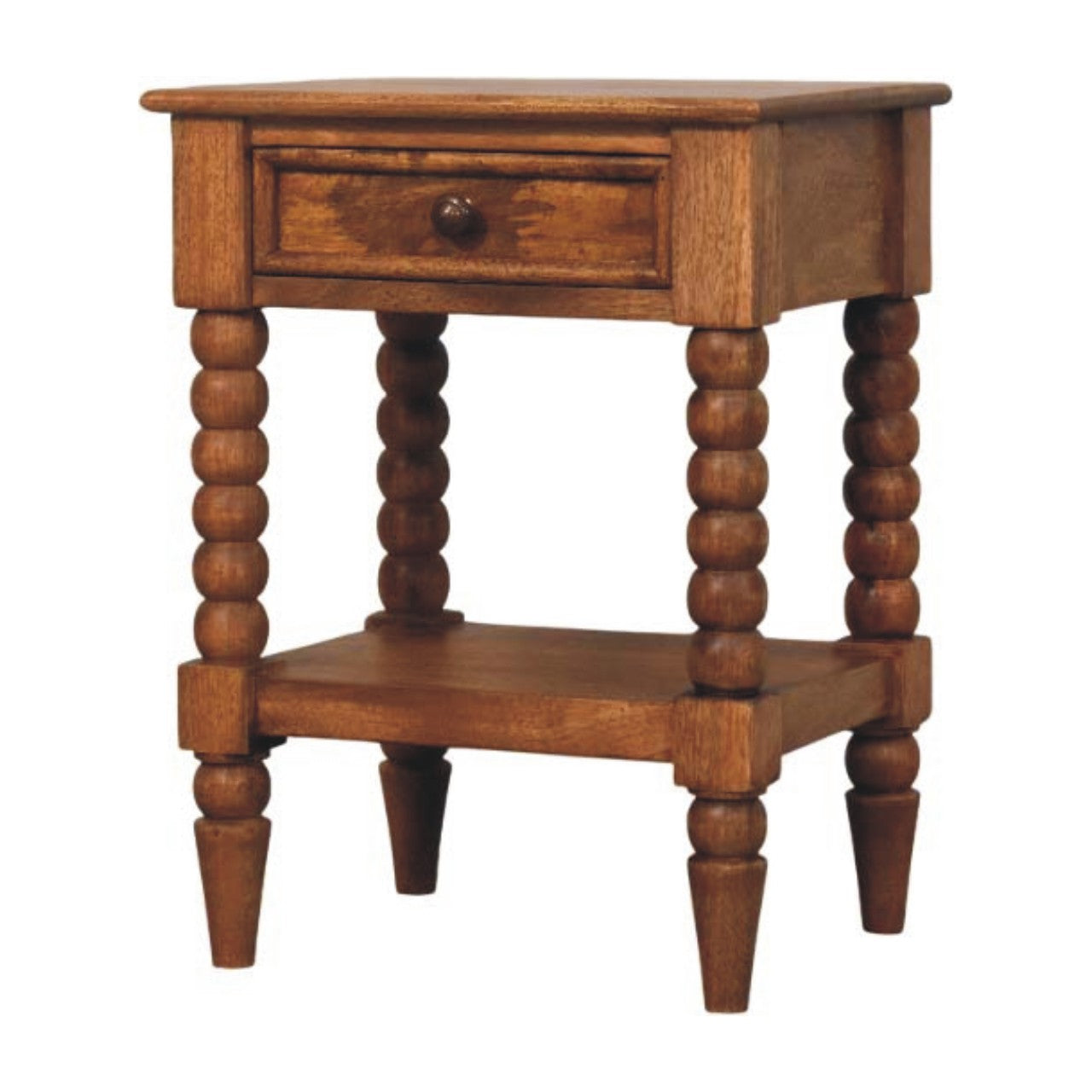 Solid Wood Bedside 1 Drawer 1 Shelf Brown