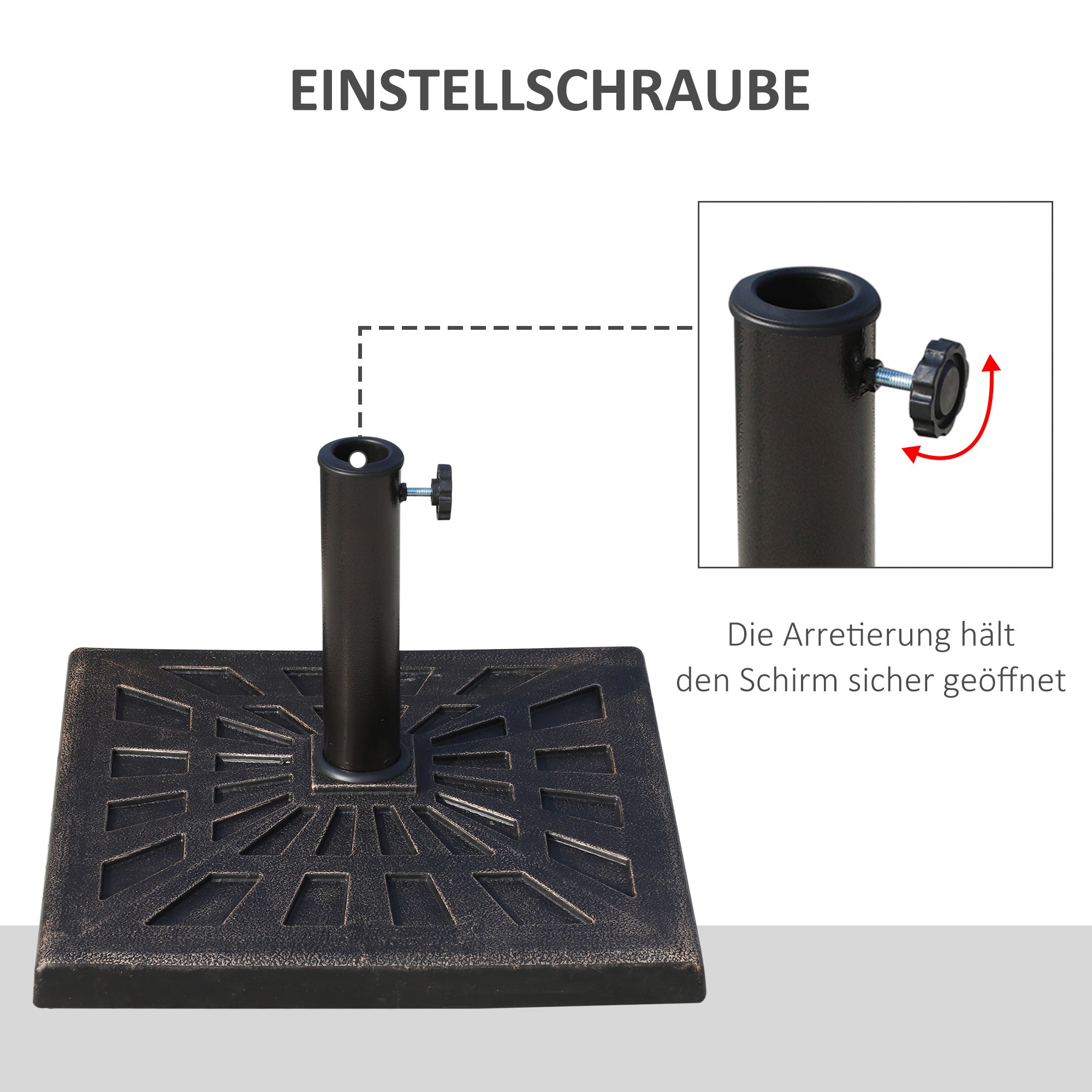 Parasol Stand Umbrella Holder 15kg Stable Weatherproof Resin Black
