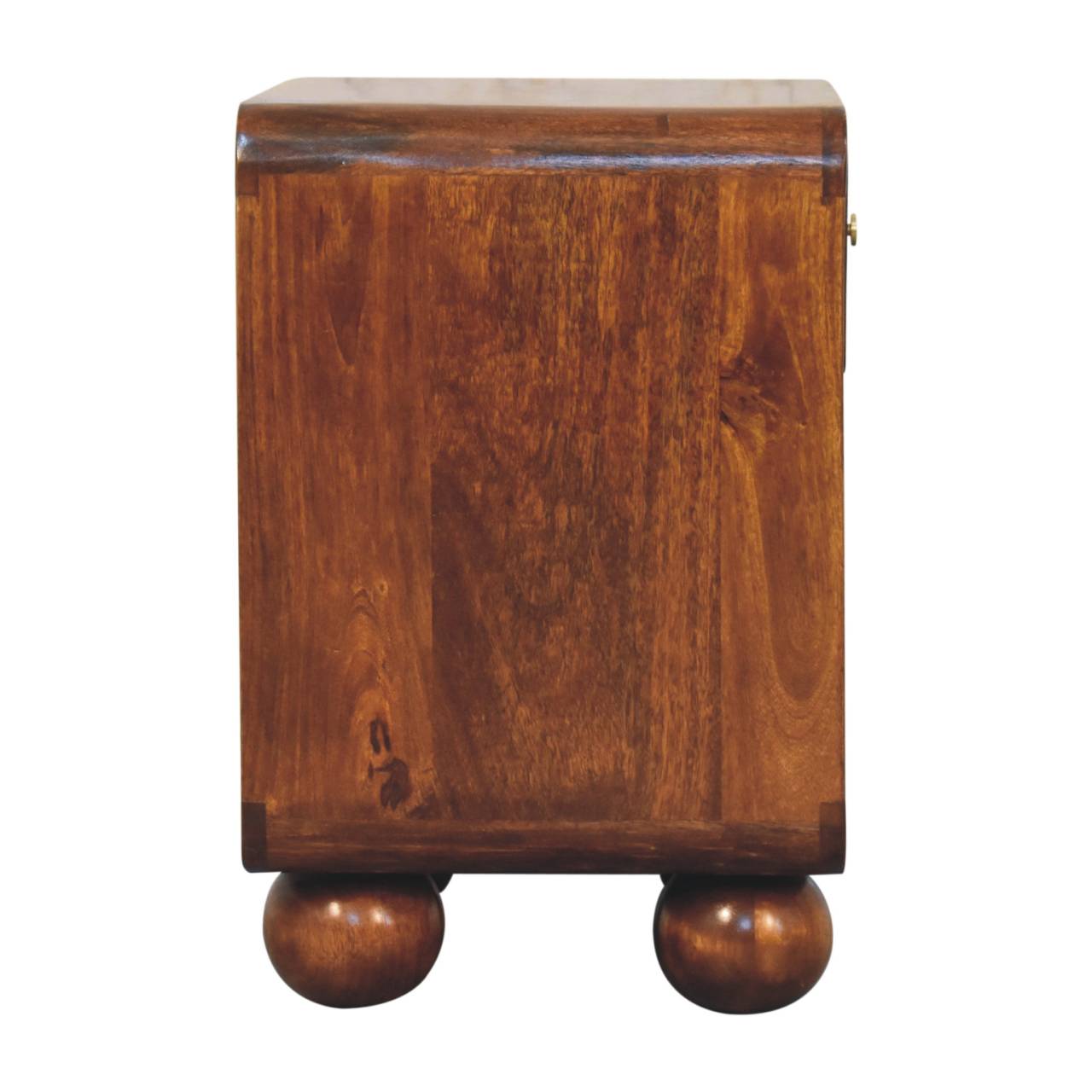 Solid Wood Bedside, Open Woven 1 Drawer, Dark Brown Chestnut
