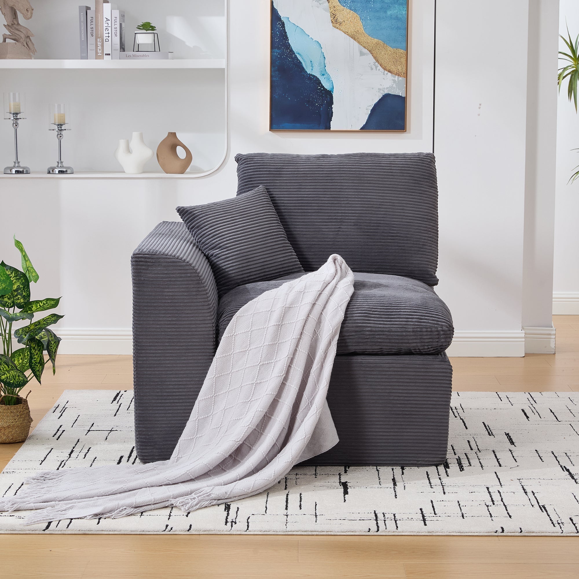 Armchair Single-Seater Modern Minimalist Fabric Cushion - Nordic Style