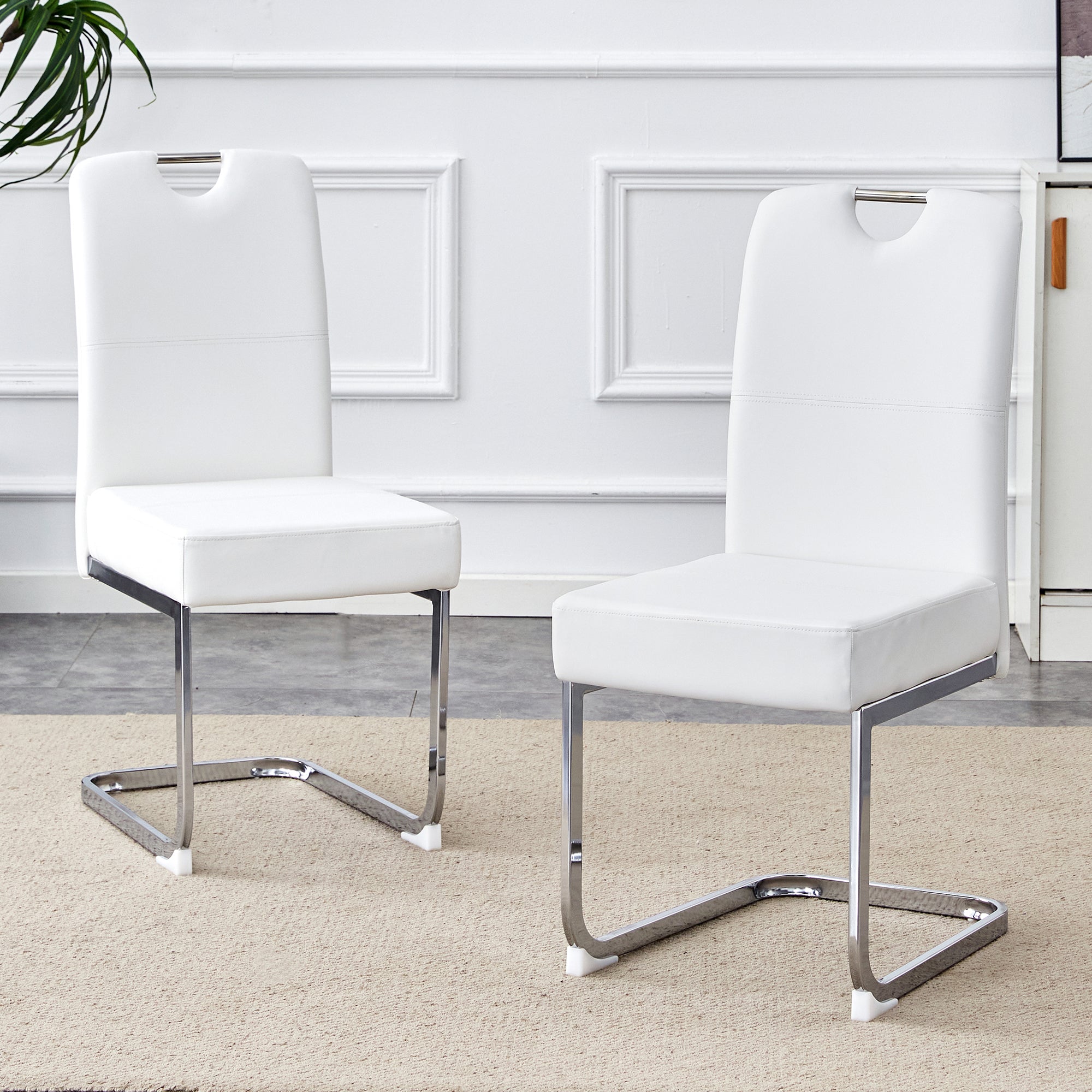 Dining Chairs Set of 2 Thickened Spring Ergonomic - White