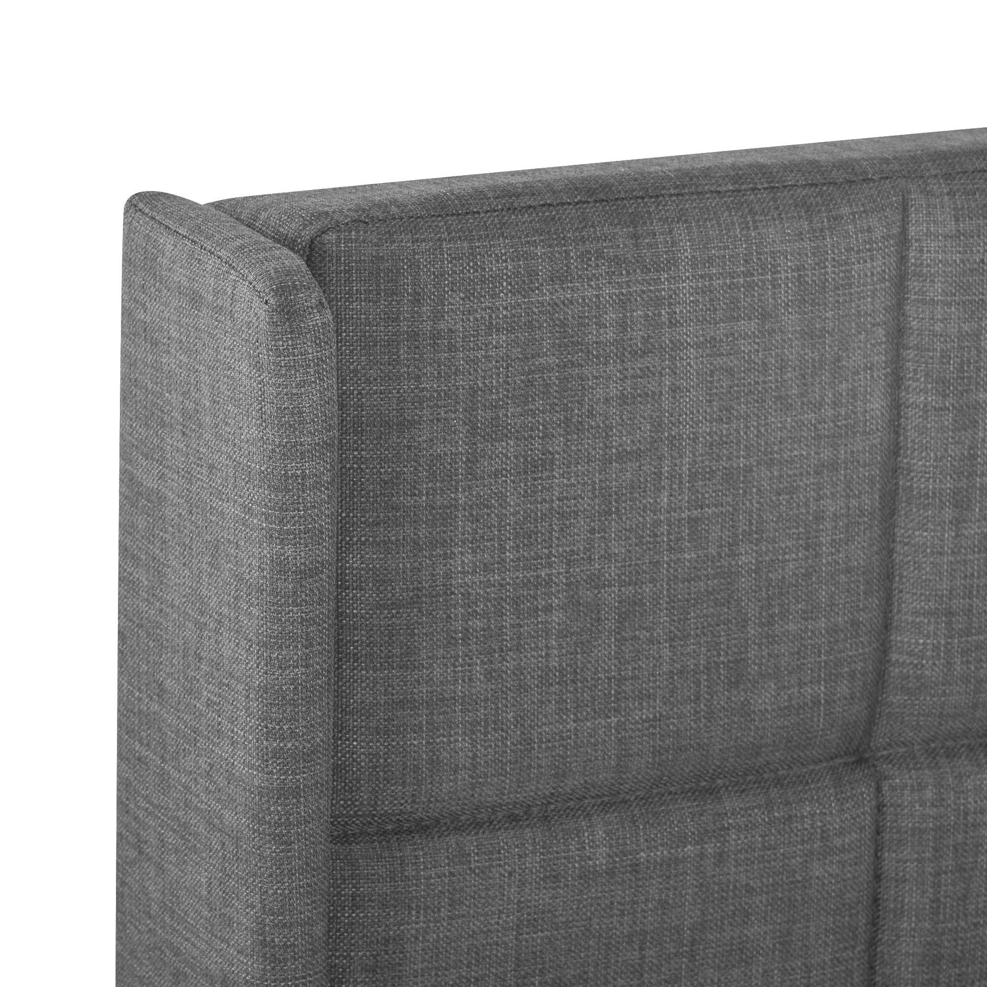 Modern Design Upholstered Bed, Single with Slatted Frame, 90x200cm, Grey Linen