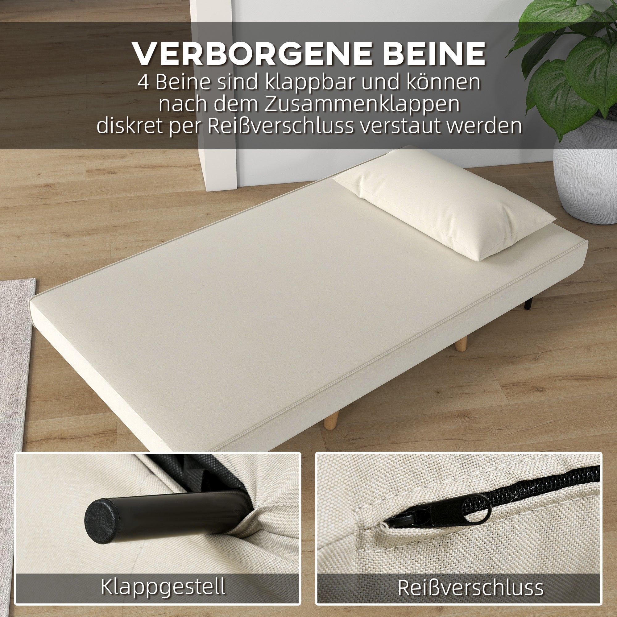 Sleeper Sofa Fold-out Single Adjustable Backrest, Nordic Style Linen Imitation