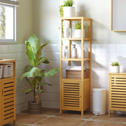 Badezimmerschrank, 3 offene Fächer, Toilettenaufbewahrung, Bambus